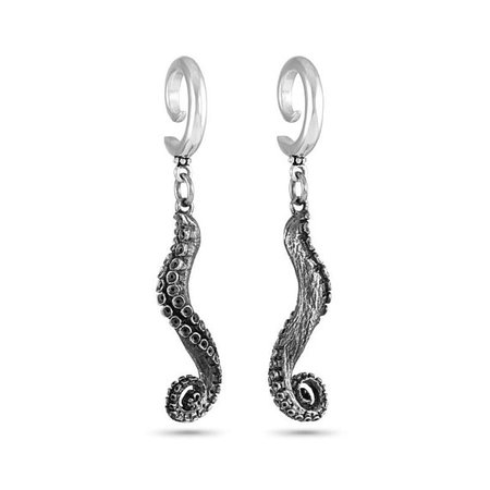 Lost Apostle White Bronze Tentacle Gaged Earrings