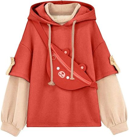 Brown Bear Hoodie for Women Teen Girls Fashion Long Sleeve Bear Sweatshirts Patchwork Animal Shirts with Cute at Amazon Women’s Clothing store