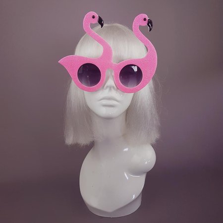 "Flouncy Magoo" Neon Pink Glitter Flamingo Sunglasses – Pearls & Swine