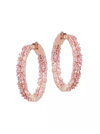 Shop Nickho Rey Casey 14K-Rose-Gold Vermeil & Crystal Small Hoop Earrings | Saks Fifth Avenue