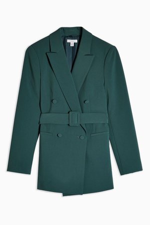 Green Belted Double Breasted Blazer | Topshop