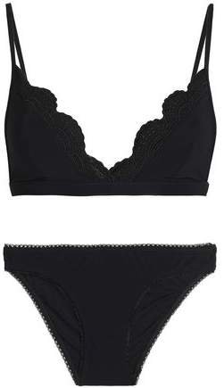 Scalloped Broderie Anglaise-trimmed Triangle Bikini