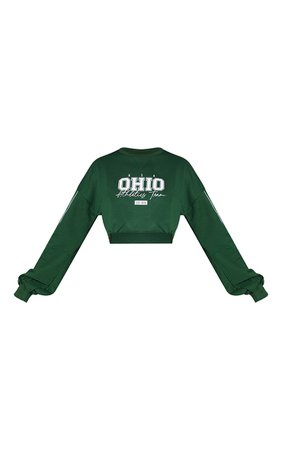 Forest Green Ohio Athletics Print Crop Sweater | PrettyLittleThing USA