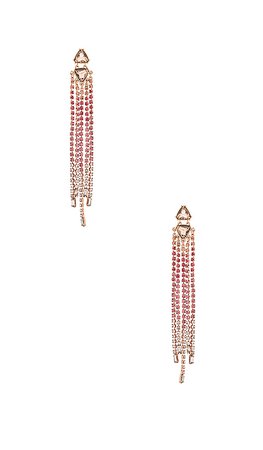 Rebecca Minkoff Gemma Slim Crystal Fringe Earrings in Blush Ombre | REVOLVE