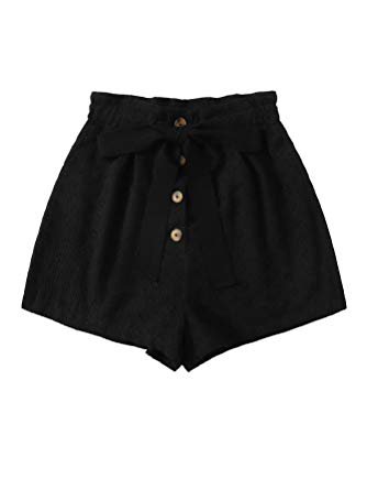 casual double breasted belted elastic waist paperbag shorts - Google Search