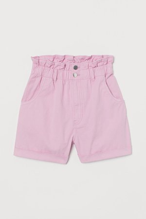 Cotton Paper-bag Shorts - Light pink - Ladies | H&M US