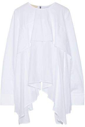 Layered Draped Cotton-poplin And Voile Top
