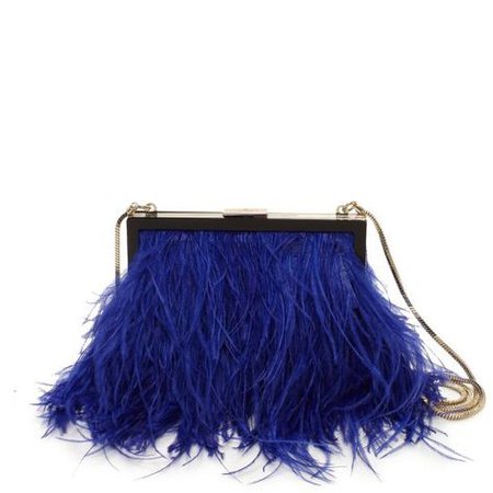 So fun! Kate Spade, faux ostrich feather clutch. #moremagazine | Kate spade designer, Kate spade purse, Evening bags