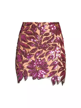 Shop Milly Kristina Floral Garden Sequin Miniskirt | Saks Fifth Avenue