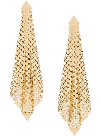 Paco Rabanne Rhinestone-Embellished Drop Earrings 20PBB0038MET074 Gold | Farfetch