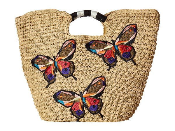 San Diego Hat Company Paper Tote with Butterfly Embroidery