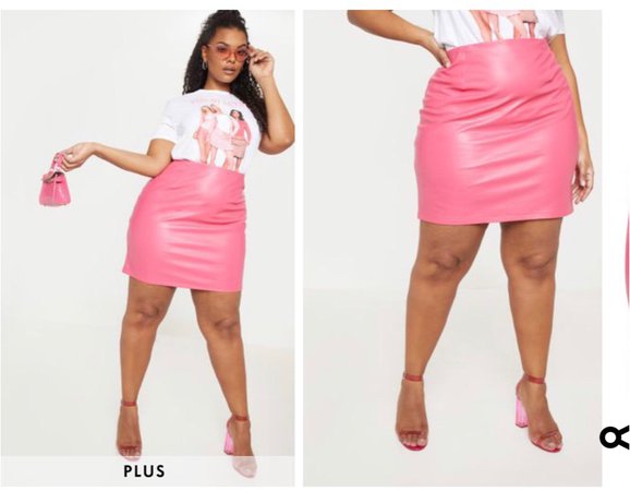 pink mini faux leather skirt