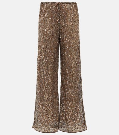 Netquins Sequined Wide Leg Pants in Brown - Oseree | Mytheresa