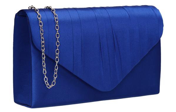 Chantel Beautiful Satin Clutch Bag Blue | Clutch Bags | SWANKYSWANS