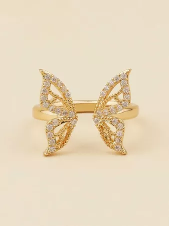Rhinestone Decor Butterfly Design Ring | SHEIN USA