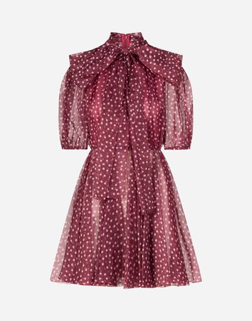 Women's Dresses | Dolce&Gabbana - SHORT MINI POLKA-DOT PRINT ORGANZA DRESS