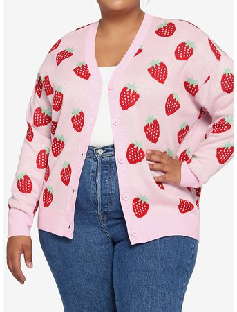 Pastel Strawberry Girls Cardigan Plus Size