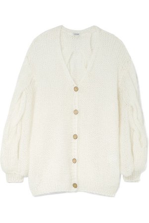 Loewe | Oversized cable-knit mohair-blend cardigan | NET-A-PORTER.COM