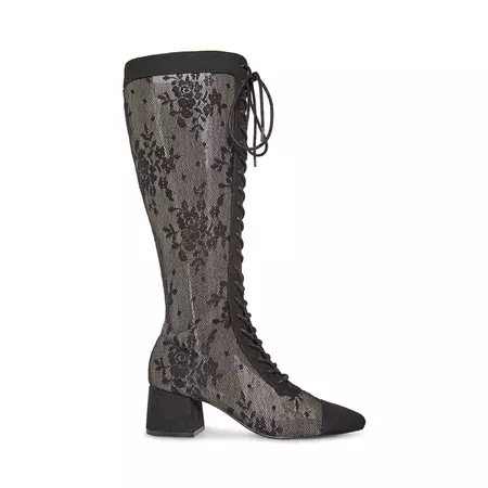 EBONY Black Lace Knee High Lace-Up Boot | Women's Boots – Steve Madden