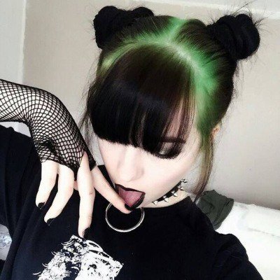 Black Hair w/ Green Roots