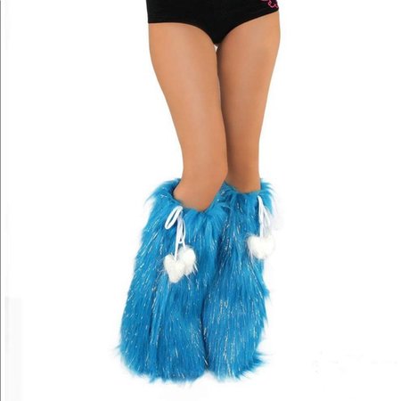 fluffy neon leg warmers blue - Google Search