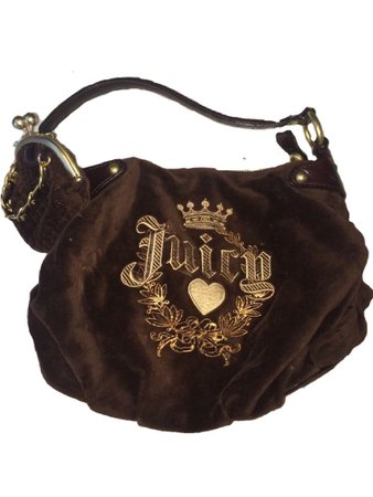 brown velour and gold juicy bag