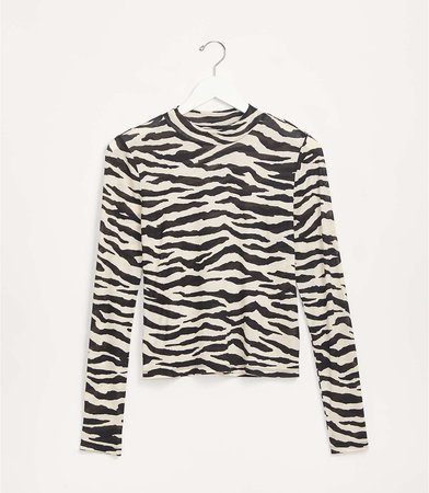 Lou & Grey Zebra Print Silky Jersey Mock Neck Top | LOFT