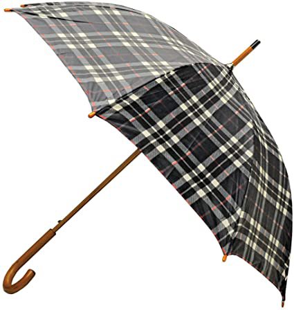 Amazon.com : Rainbrella Classic Auto Open Umbrella with Real Wooden Hook Handle, Black Plaid, 46" : Sports & Outdoors