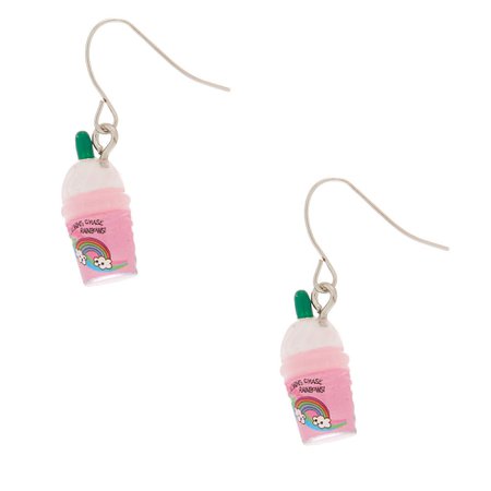 1" Unicorn Frappe Drop Earrings - Pink | Claire's US