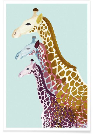 Giraffes Mint Poster | JUNIQE