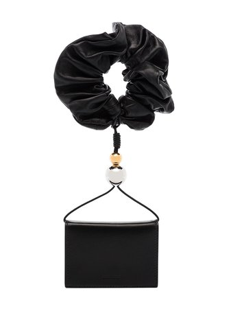 Shop black Jil Sander scrunchie-detail leather wallet with Express Delivery - Farfetch