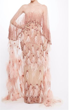 feather pink gown rose