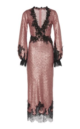 Lace-Trimmed Sequined Dress by Costarellos | Moda Operandi