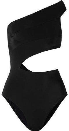 OYE Swimwear - Veronique Cutout One-shoulder Swimsuit - Black