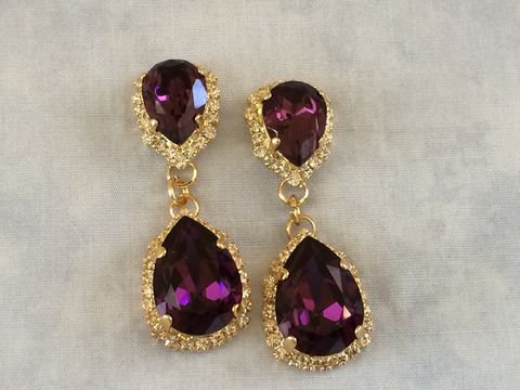 Purple Crystal  Earrings