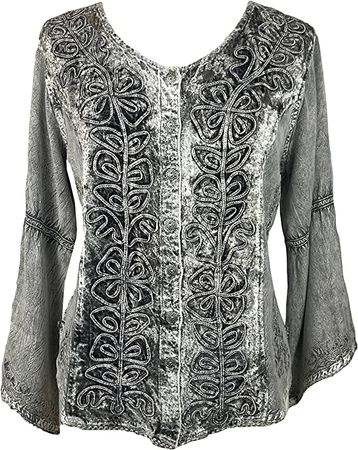 504 B Renaissance Vintage Velvet Top Blouse (3X, Silver/Gray) at Amazon Women’s Clothing store