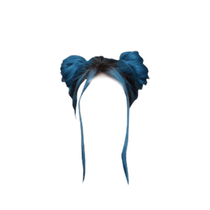 Blue Hair PNG Space Buns