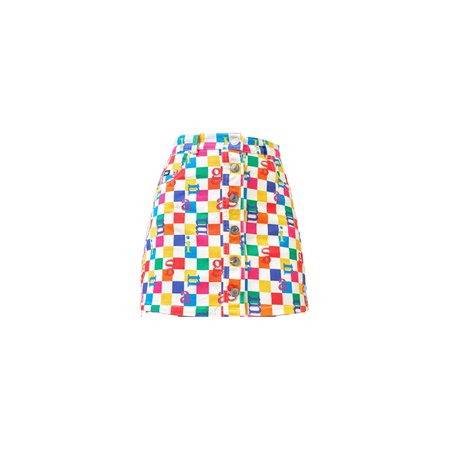 MINGA london rainbow check denim button skirt - @cloud9_official