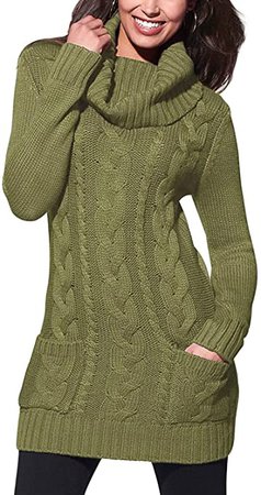 Amazon.com: Sidefeel Women Asymmetric Buttoned Collar Bodycon Sweater Dress Medium Green: Clothing