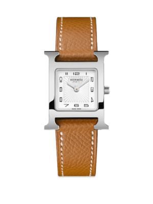 HERMÈS - Heure H 21MM Rose Goldplated & Leather Double-Wrap Strap Watch - saks.com