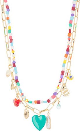 Beaded Layered Charm Necklace | Nordstrom