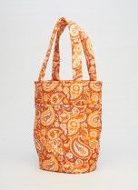 Clover Orange Paisley Print ‘70s Quilted Cloth Bag