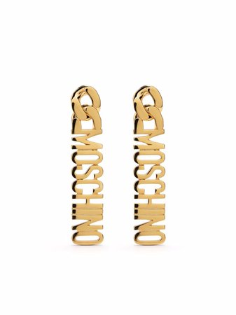 Shop Moschino logo-lettering pendant earring with Express Delivery - FARFETCH