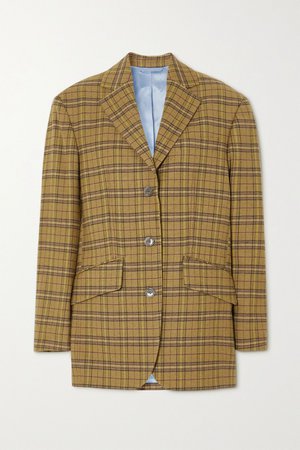 Yellow Oversized appliquéd checked wool-blend blazer | Acne Studios | NET-A-PORTER