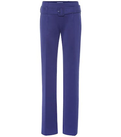Belted technical jersey pants