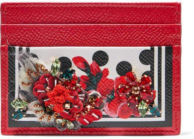 Portofino Embellished Printed Textured-leather Cardholder
