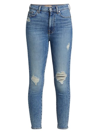 7 For All Mankind Luxe High-Rise Ankle Skinny Jeans
