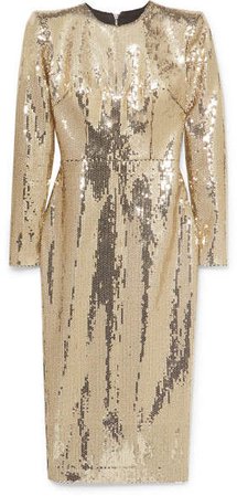 Williams Sequined Crepe Midi Dress - Gold