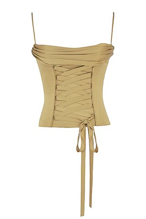 Clothing : Tops : 'Letitia' Olive Satin Lace Up Corset