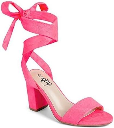 Amazon.com | Trary Heels for Women, Hot Pink Heels, Womens Heels, Strappy Heels for Women, Tie Up Block Heels for Women,Heeled Sandals for Women, High Heels Chunky Heels, Prom Shoes Women, Pink Heels for Women 09 | Heeled Sandals